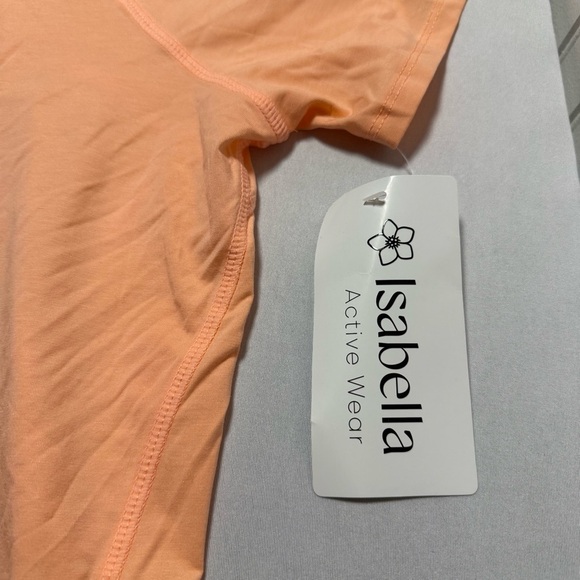 Isabella Active Wear Coral Short Sleeve Activewear Top - Picture 7 of 8
